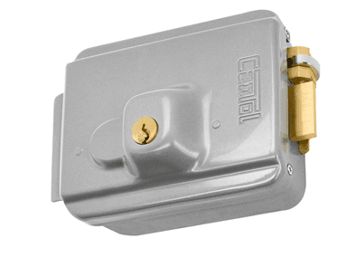 CERRADURA CANTOL ELÉCTRICA SIN BOTÓN ACERO PLATEADO 11.3 CM X 18 CM