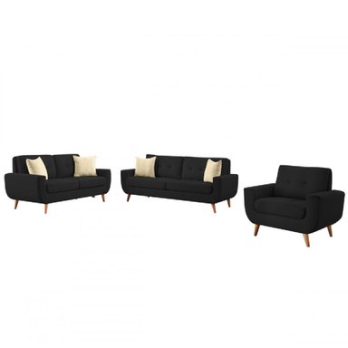 JUEGO DE SALA VINTAGE 3 2 1 KAYRUTH NEGRO