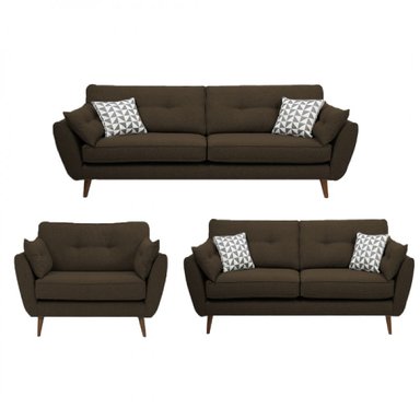 JUEGO DE SALA VINTAGE 3 2 1 ALTINA MARRÓN