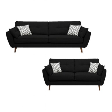 JUEGO DE SALA VINTAGE 3 2 ALTINA NEGRO