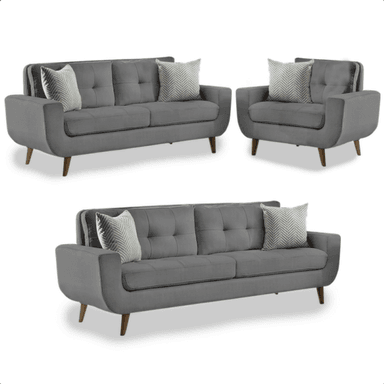 JUEGO DE SALA VINTAGE 3 2 1 KAYRUTH GRIS OSCURO | GRIS