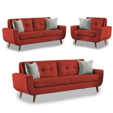 JUEGO DE SALA VINTAGE 3 2 1 KAYRUTH ROJO