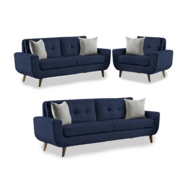 JUEGO DE SALA VINTAGE 3 2 1 KAYRUTH AZUL COBALTO