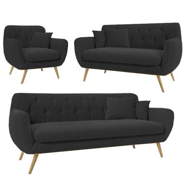 JUEGO DE SALA VINTAGE 3 2 1 MIA NEGRO