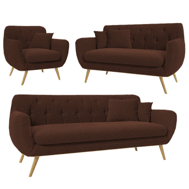 JUEGO DE SALA VINTAGE 3 2 1 MIA MARRÓN