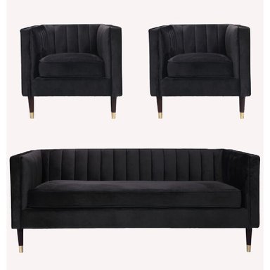 JUEGO DE SALA VINTAGE 3 2 1 OPHELYA NEGRO