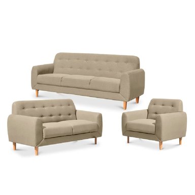 JUEGO DE SALA VINTAGE 3 2 1 MOI BEIGE