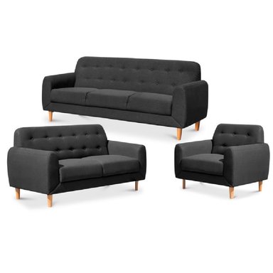 JUEGO DE SALA VINTAGE 3 2 1 MOI NEGRO