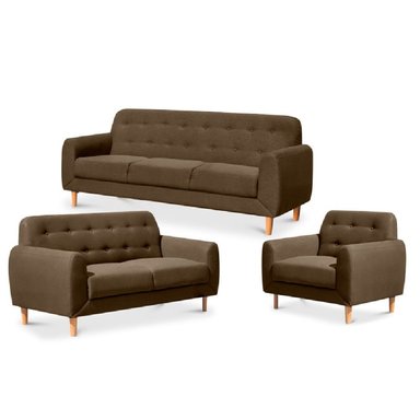 JUEGO DE SALA VINTAGE 3 2 1 MOI MARRÓN