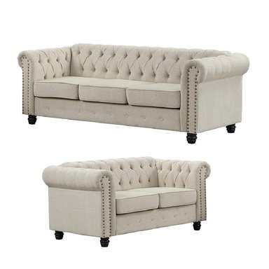 JUEGO DE SALA CHESTERFIELD 3 2 BEIGE