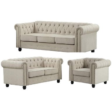 JUEGO DE SALA CHESTERFIELD 3 2 1 BEIGE