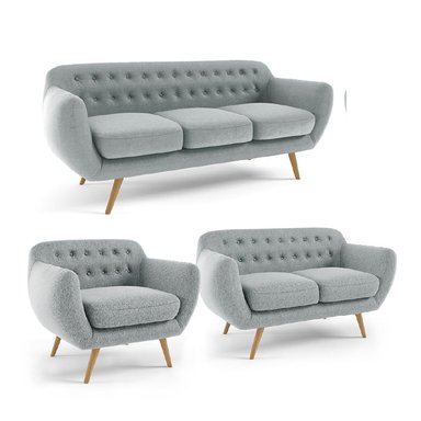 JUEGO DE SALA VINTAGE 3 2 1 ANTUANE GRIS