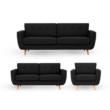 JUEGO DE SALA 3 2 1 ALYZ NEGRO | NEGRO