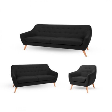 JUEGO DE SALA 3 2 1 ISABELLA NEGRO