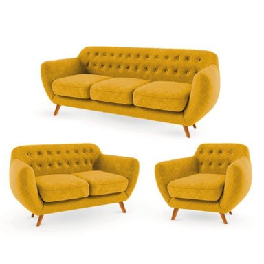 JUEGO DE SALA VINTAGE 3 2 1 ANTUANE MOSTAZA