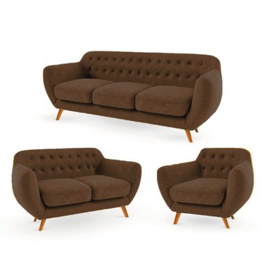 JUEGO DE SALA VINTAGE 3 2 1 ANTUANE MARRÓN