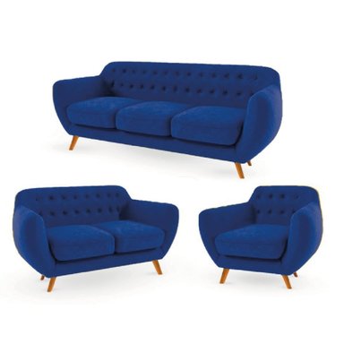 JUEGO DE SALA VINTAGE 3 2 1 ANTUANE AZUL