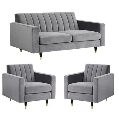 JUEGO DE SALA VINTAGE 3 1 1 KEREN GRIS