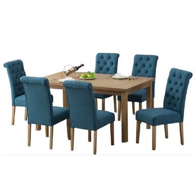 JUEGO COMEDOR ALTO HOGAR VERONIKKA 6 SILLAS AZUL