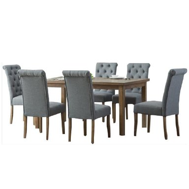 JUEGO COMEDOR ALTO HOGAR VERONIKKA 6 SILLAS GRIS