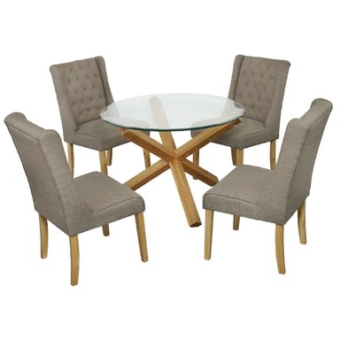 JUEGO COMEDOR ALTO HOGAR 4 SILLAS GRIS EMERALD