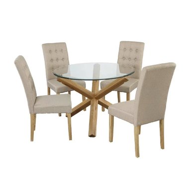 JUEGO COMEDOR ALTO HOGAR ZIU 4 SILLAS BEIGE