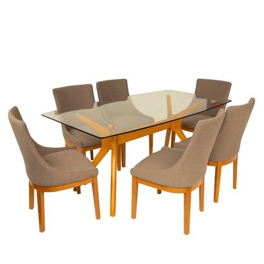 JUEGO COMEDOR ALTO HOGAR VARSOVIA 6 SILLAS GRIS