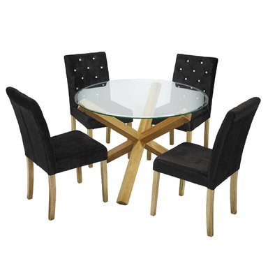JUEGO DE COMEDOR 4 SILLAS XOANA NEGRO