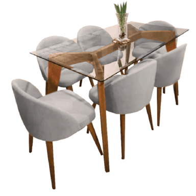 JUEGO COMEDOR ALTO HOGAR 6 SILLAS GRIS MAYA