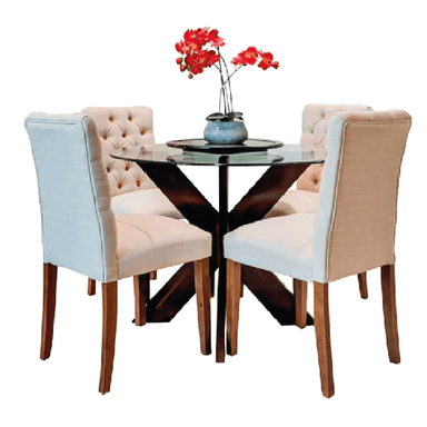 JUEGO COMEDOR ALTO HOGAR 4 SILLAS BEIGE ZOE