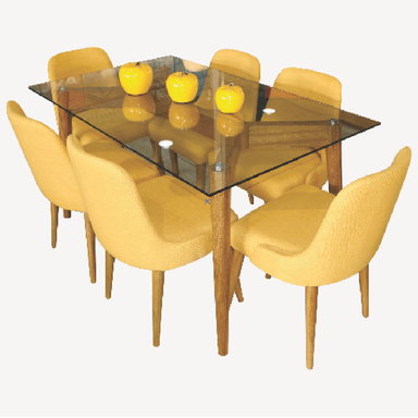 JUEGO COMEDOR ALTO HOGAR 6 SILLAS AMARILLO JACY