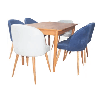 JUEGO COMEDOR ALTO HOGAR 6 SILLAS GRIS ALANA AZUL