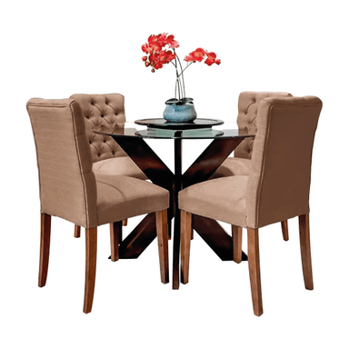 JUEGO COMEDOR ALTO HOGAR 4 SILLAS MARRÓN GAELA