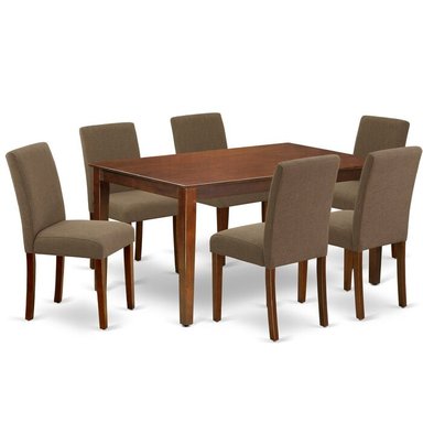 JUEGO COMEDOR ALTO HOGAR 6 SILLAS MARRÓN GIA