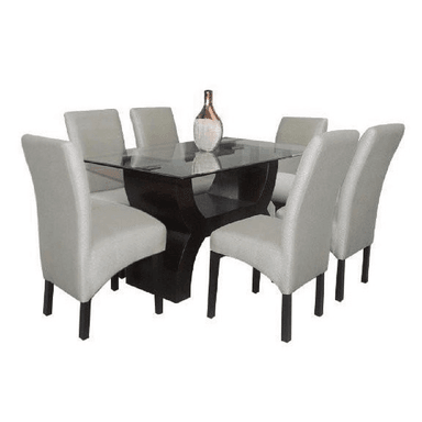 JUEGO COMEDOR ALTO HOGAR 6 SILLAS GRIS NORLY