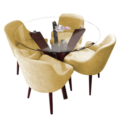 JUEGO COMEDOR ALTO HOGAR 4 SILLAS BEIGE YENLU