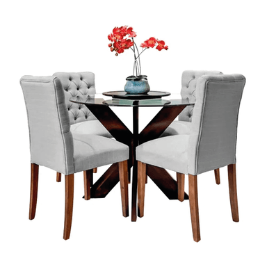JUEGO COMEDOR ALTO HOGAR 4 SILLAS GRIS ZOE