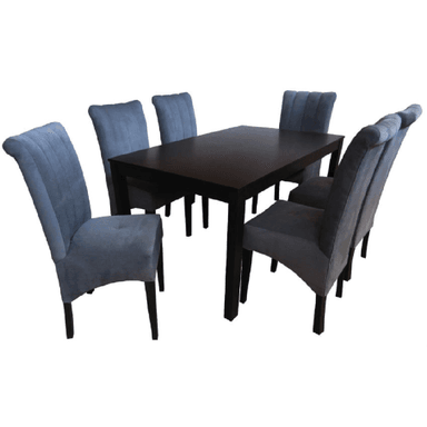 JUEGO COMEDOR ALTO HOGAR 6 SILLAS GRIS SILVANA