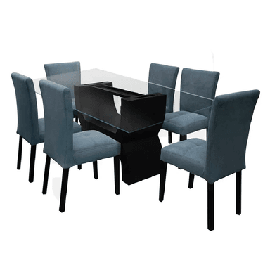 JUEGO COMEDOR ALTO HOGAR 6 SILLAS GRIS SOLEY