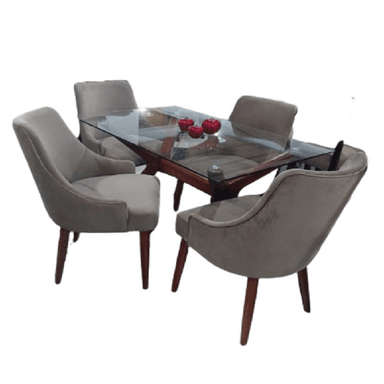 JUEGO COMEDOR ALTO HOGAR 4 SILLAS GRIS LOREFICE