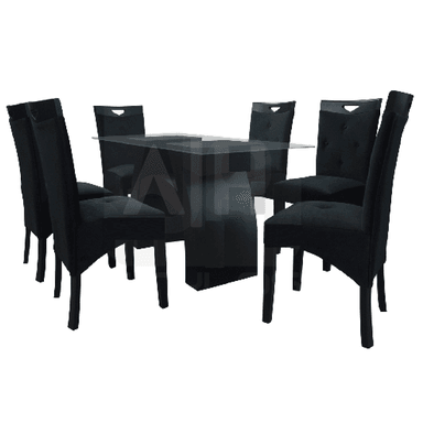 JUEGO COMEDOR ALTO HOGAR 6 SILLAS NEGRO JOSEPHINE