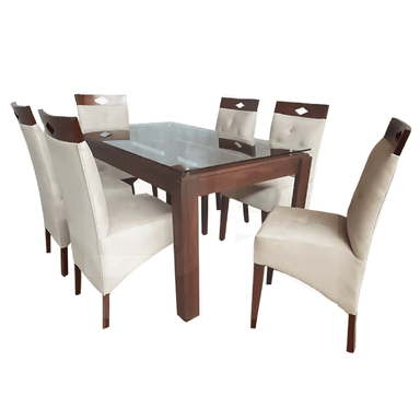 JUEGO COMEDOR ALTO HOGAR 6 SILLAS BEIGE CONDESA