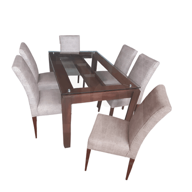 JUEGO COMEDOR ALTO HOGAR 6 SILLAS BEIGE BRIANNE