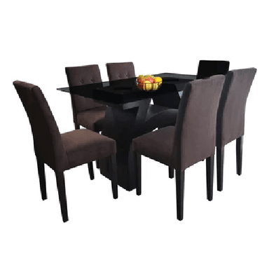 JUEGO COMEDOR ALTO HOGAR 6 SILLAS MARRÓN MARBELLE