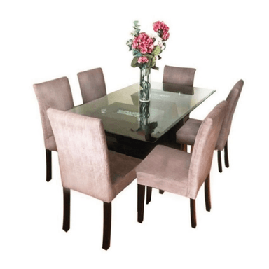 JUEGO COMEDOR ALTO HOGAR ROMANIA 6 SILLAS BEIGE
