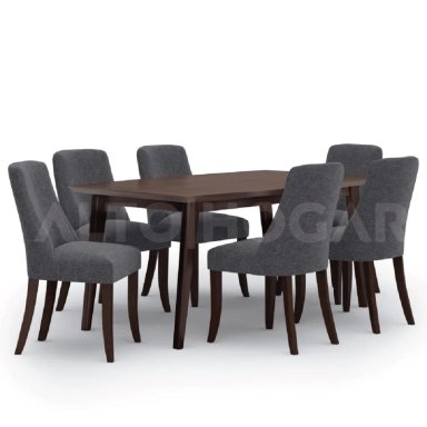 JUEGO DE COMEDOR ALTO HOGAR 6 SILLAS LOREANNA GRIS OSCURO