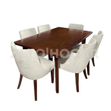 JUEGO COMEDOR ALTO HOGAR 6 SILLAS BEIGE ALESKA