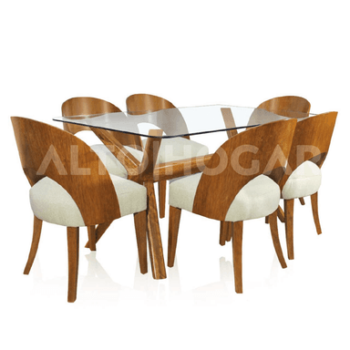JUEGO COMEDOR ALTO HOGAR 6 SILLAS BEIGE TAIMYS