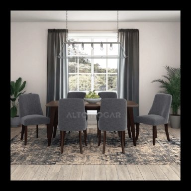 JUEGO DE COMEDOR ALTO HOGAR 6 SILLAS LORANNA GRIS OSCURO