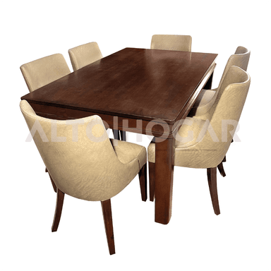 JUEGO COMEDOR ALTO HOGAR 6 SILLAS BEIGE VENICE